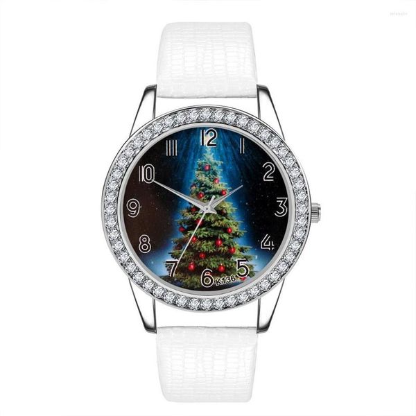 Orologi da polso Orologio da donna al quarzo alla moda Quadrante di facile lettura con design ad albero di Natale Orologi analogici per lavoro e ufficio unisex