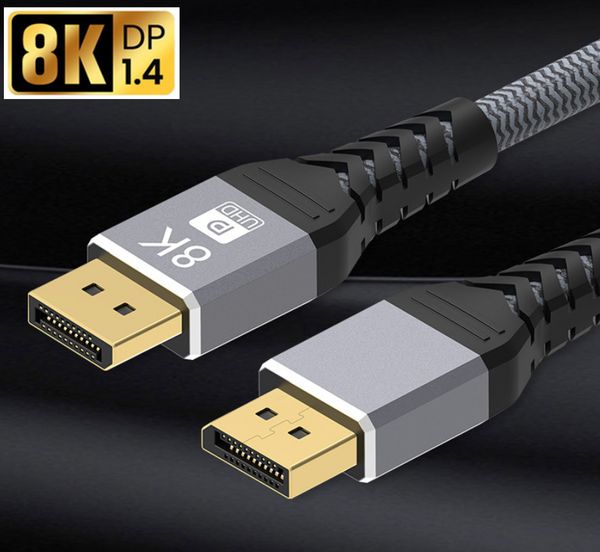 1.4 Kabel 8K DisplayPort auf DisplayPort DP-Verlängerungskabel Zweiwege-Hochgeschwindigkeits-Videokabel DP-Anschlusskabel Display-Port-Stecker auf Stecker für Video-PC-TV