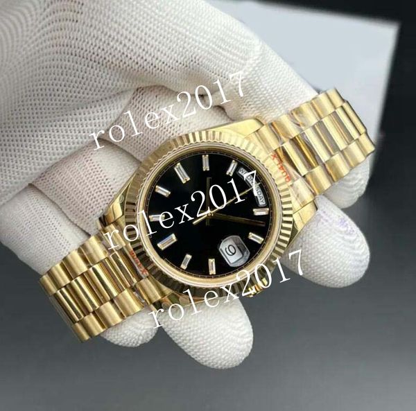 BPF Factory Besttime Mens Super DayDate 40 мм 18K желтого золота 904L Стальный черный кристаллический браслет 2813 904L Движение сапфировые автоматические бриллианты наручные часы