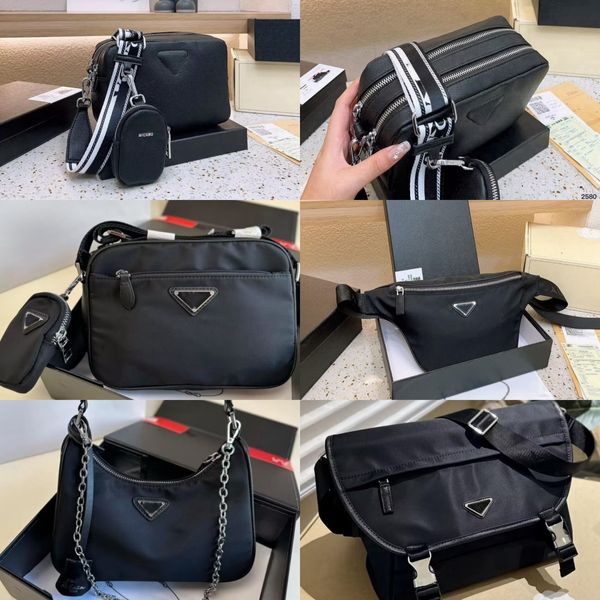 Borsa a tracolla di design da uomo e da donna, borsa per fotocamera tre in una, borsa hobo, borsa da donna, borsa a tracolla in nylon, marsupio con scatola