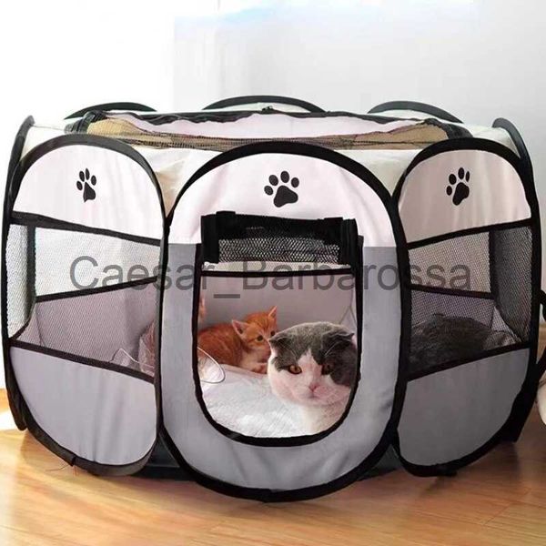Kennels Pens Tente pour animaux de compagnie pliable portable chenil clôture octogonale abri pour chiot facile à utiliser en plein air opération facile grandes cages pour chiens clôtures pour chats x0902