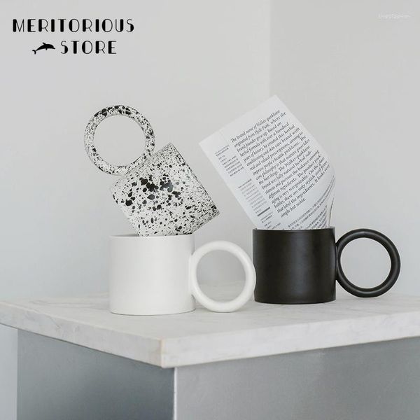 Canecas Grande Anel Criativo Alça Cerâmica Caneca Doce Cor Leite Café Escritório Home Drinkware Microondas Forno Casal Handgrip