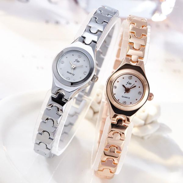 Relógios de pulso versão coreana da marca fina corrente senhoras relógio banda de aço pequeno dial estudante casual moda
