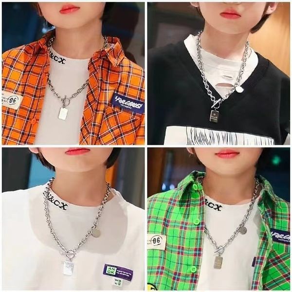 Novas crianças colar moda hip hop colar acessórios de pista tendência coreano hip hop menino personalidade pingente pingente