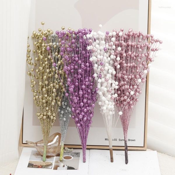 Flores decorativas 30cm artificial berry bouquet espuma para casamento decoração de casa sala de estar decoração festa de natal arranjo de flores falsas