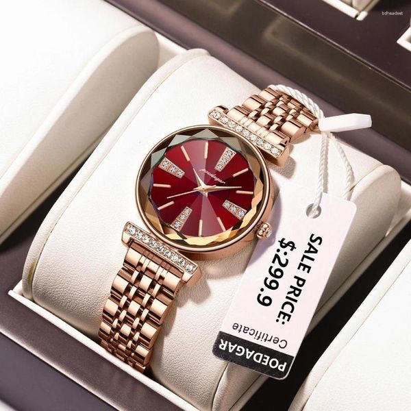 Armbanduhren Mode Frauen Uhr Top Marke Rose Gold Edelstahl Wasserdicht Quarz Damen Luxus Hohe Qualität Diamant Uhr Geschenke