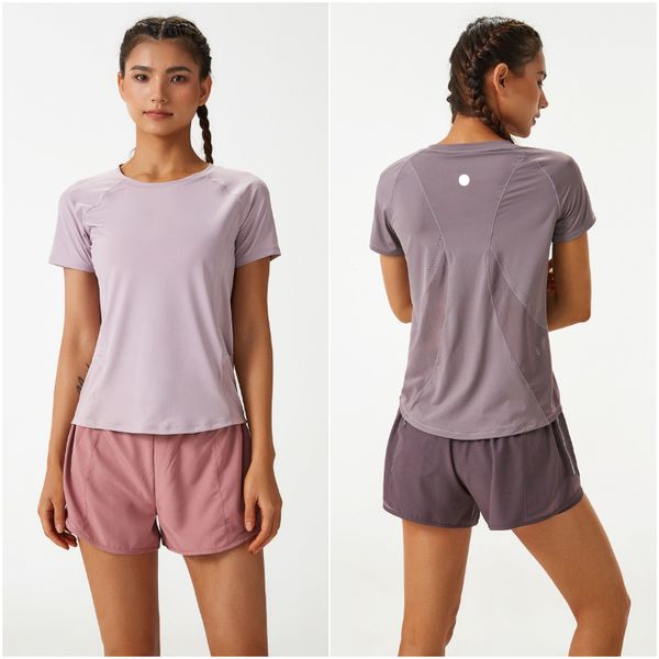 LL-108 Camicie da yoga per donna Ragazze che corrono Sport T-shirt a maniche corte Donna Casual Abbigliamento sportivo per adulti Allenatore Palestra Esercizio Abbigliamento fitness T-shirt Traspirante