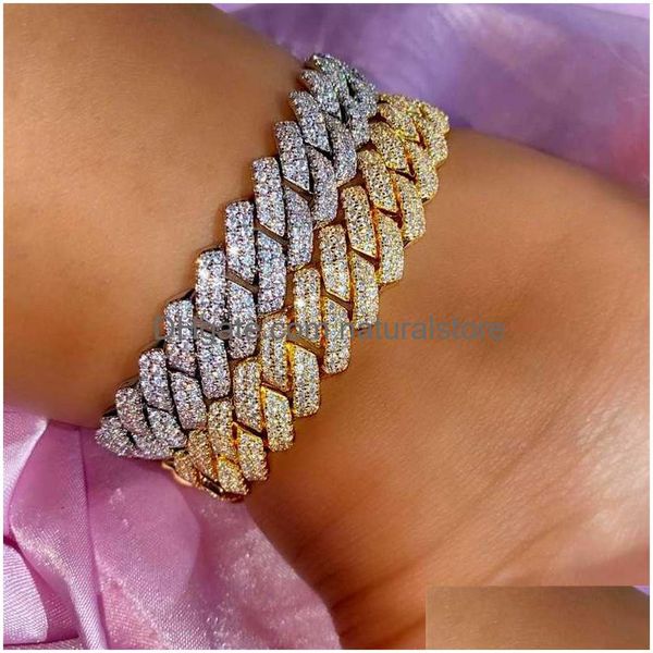 Cavigliere Punk Miami 12mm Cavigliera cubana da uomo per donna Bracciale a catena a maglie Ice Out All'ingrosso Chunky Trendy Crystal Rock Jewelry 211018 Dro Dhcfw