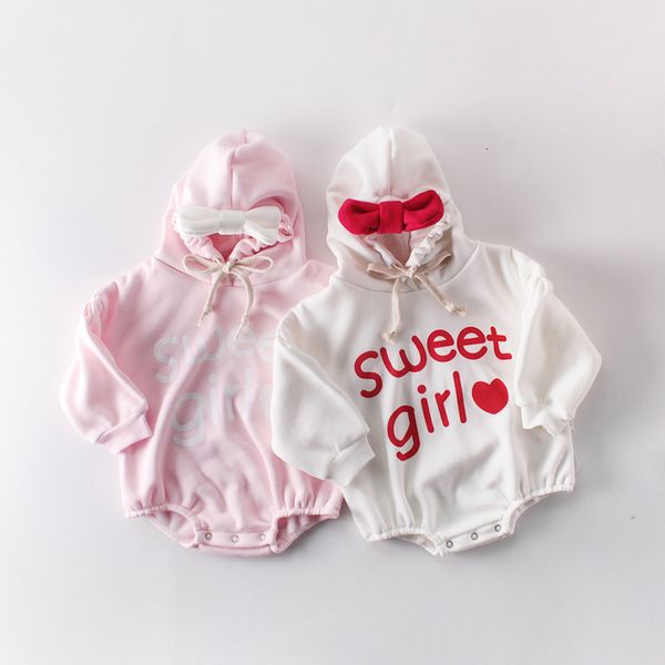 Coreia do bebê moletom macacão menino espessamento inverno outono macio manga longa algodão infantil bodysuit meninas macacões hoodies topos outwear 2549