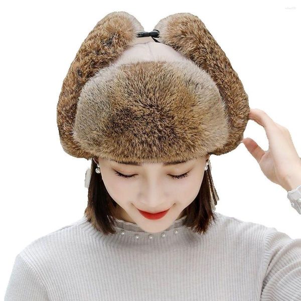 Berets EarsMuffs Fur Warm Hat русские бомбардировщики военная капля -ловчик ловец настоящий