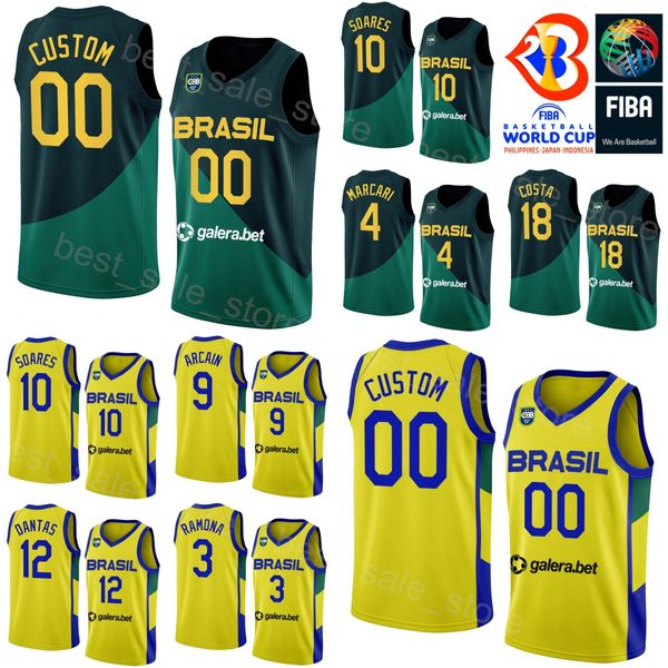 Basquete Estampado Copa do Mundo 2023 Brasil 9 Marcelinho HUERTAS Camisa 8 Vitor BENITE 6 CRISTIANO FELÍCIO 19 Leandro Barbosa 11 Anderson Varejão 11 GUI SANTOS