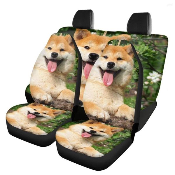 Capas de assento de carro Capa Akita Dog Padrão 3D Moda Universal Respirável Frente e Costas para Acessório de Caminhão de Veículo