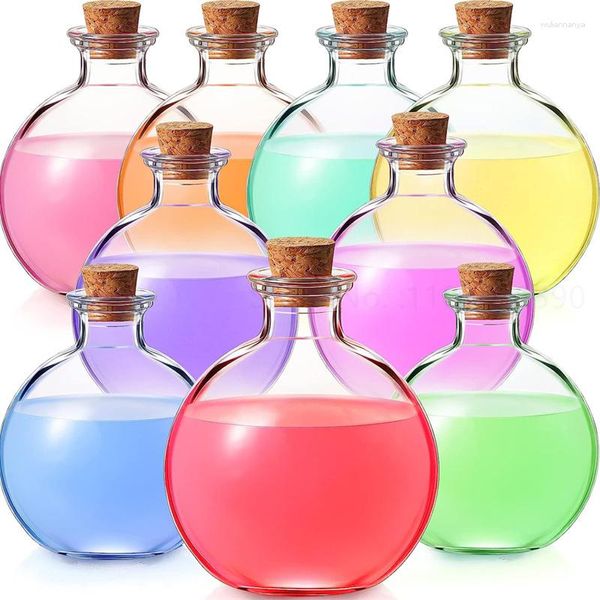 Vorratsflaschen 6/9 Stück dekorative Glaskorkenstopfen runde klare Trankvase für Requisiten DIY-Dekor