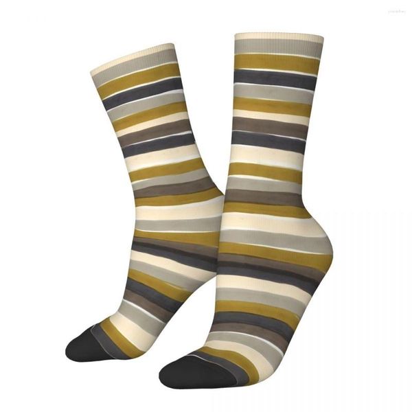 Herrensocken Camouflage-Farben Streifenmuster Horizontal Braun und Grün Retro Harajuku Hip Hop Crew Crazy Sock