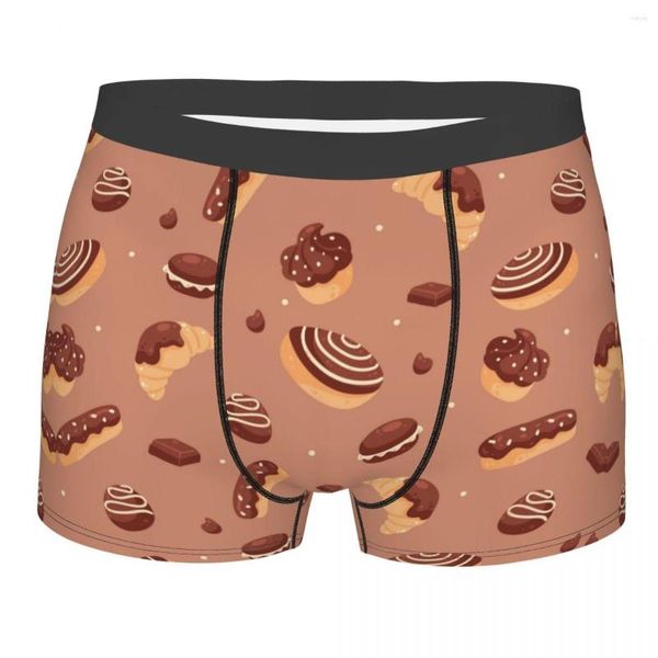 Cuecas masculinas boxers desenhados à mão chocolate sexy boxer masculino calcinha boxershorts homme