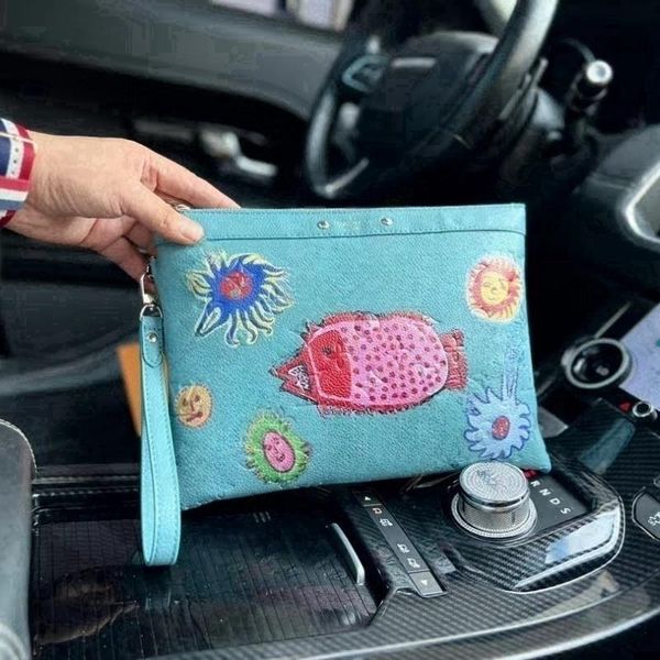 Designer carteira bolsa titular do cartão carteira dos homens pacote axilas sacola portátil saco neutro graffiti padrão