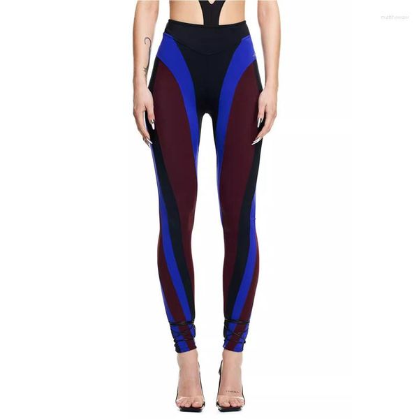 Leggings femininas ginásio legging 2023 verão moda coreana espiral multicolor retalhos elástico alto envoltório cintura nádegas calças y2k