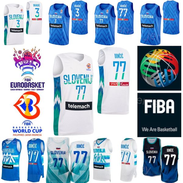 Drucken Slowenien Basketball Luka Doncic Trikots 77 Weltmeisterschaft 2023 32 BINE PREPELIC 30 ZORAN DRAGIC 10 Mike TOBEY 6 Aleksej NIKOLIC 7 Klemen PREPELIC 27 ZIGA DIMEC