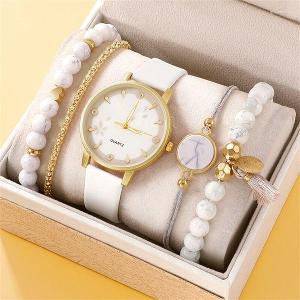 Orologi da polso Orologi da donna al quarzo con bracciale di lusso per orologio in pelle Orologio sportivo da donna Orologio da polso con quadrante bianco Relogio