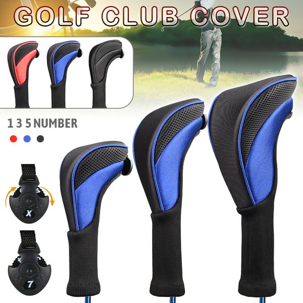 Outros produtos de golfe 3pcs / set Golf Putter Covers Driver 1 3 5 Fairway Woods Headcovers Long Neck Head Cover Nylon Mesh Golfing Acessórios 230901