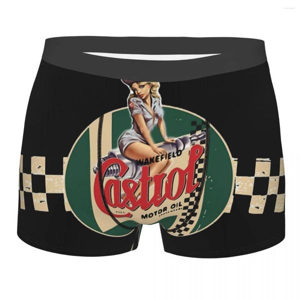 Mutande Castrol Vintage Racing Stripe Pin Up Girl Mutandine di cotone Intimo uomo Comodi pantaloncini Boxer