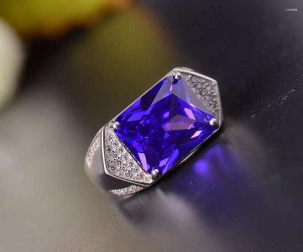 Cluster-Ringe Herren-Ring, Amethyst, natürlich und echt, 925er Sterlingsilber, 10–12 mm, großer Edelstein für Herren