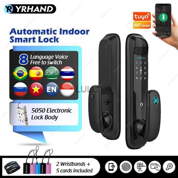 Дверные замки YRHAND Tuya Wi-Fi Цифровой электронный замок для умного дома Биометрический цифровой замок Умный дверной замок с отпечатком пальца HKD230902