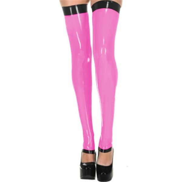 Sexy Socken Wet Look Glänzende Lederstrümpfe Beinbekleidung Damen Fetisch PVC Oberschenkel Hohe Sissy Erotische Dessous Kostüme Clubwear 230901