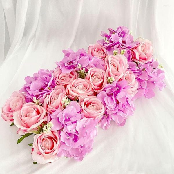 Flores decorativas casamento estrada citada simulação rosa peônia hortênsia diy porta arqueada flor linha janela t estação decoração de festa