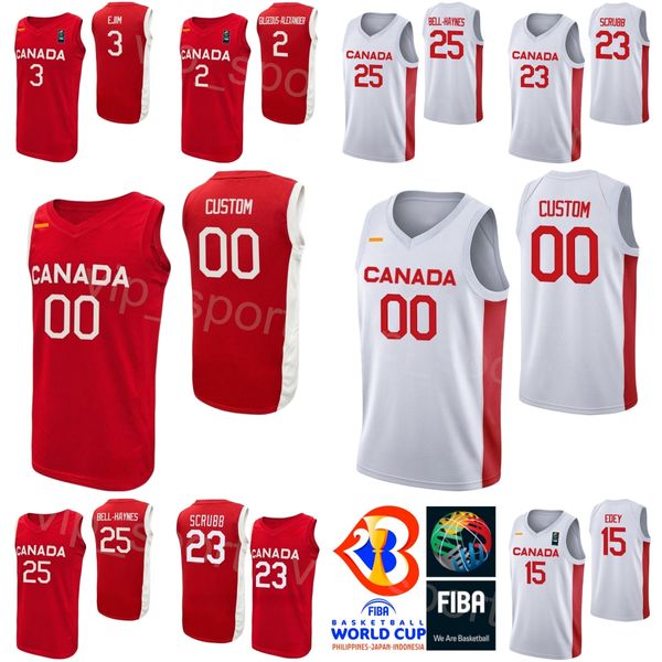 Imprimir 2023 Copa do Mundo de Basquete Canadá Jersey Jamal Murray 27 Andrew Wiggins 22 23 Phil Scrubb 25 TRAE BELL-HAYNES 15 ZACH EDEY Kelly Olynyk Melvin Ejim Seleção Nacional