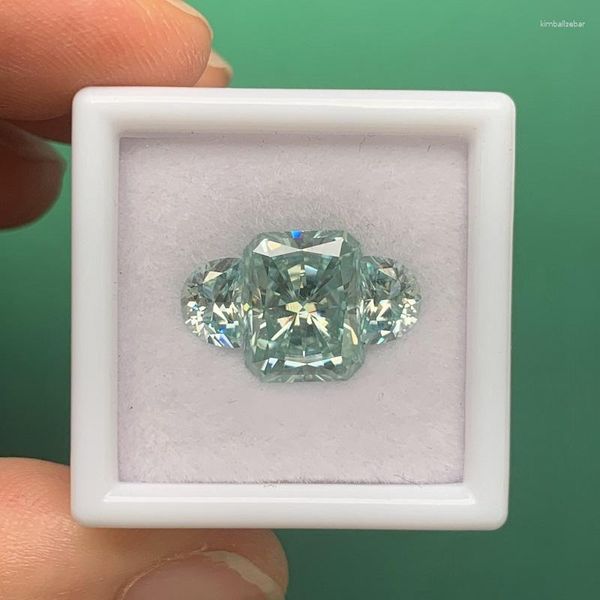 Pedras preciosas soltas ruif design especial cor original aquamarine azul moissanite conjunto de pedras preciosas para anel com certificado gra