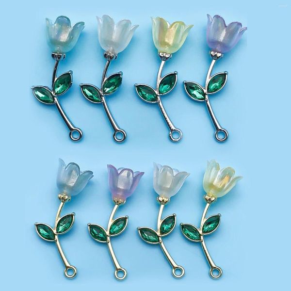 Charms 4/5 Stück Tulpe Blume Metalllegierung Exquisite Form Anhänger für Schmuckherstellung Erkenntnisse Bastelzubehör