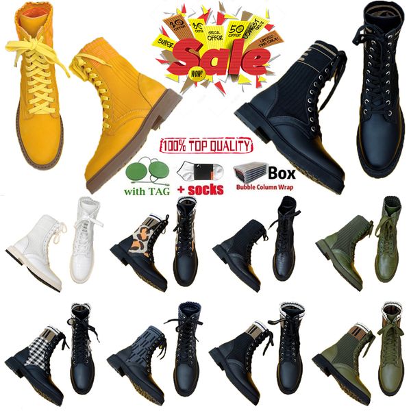 Botas femininas de designer de luxo ROCKOKO Botas de motociclista de couro preto com tecido elástico para mulheres bota de tornozelo de combate sapatos planos tamanho 35-42