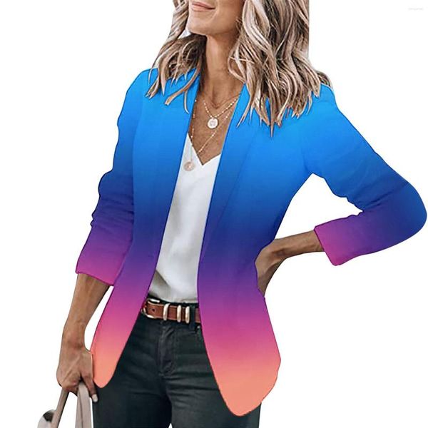 Abiti da donna Blazer da donna a maniche lunghe con apertura sul davanti Giacca cardigan Casual da lavoro Ufficio Bavero Abito Abbigliamento femminile Cappotto