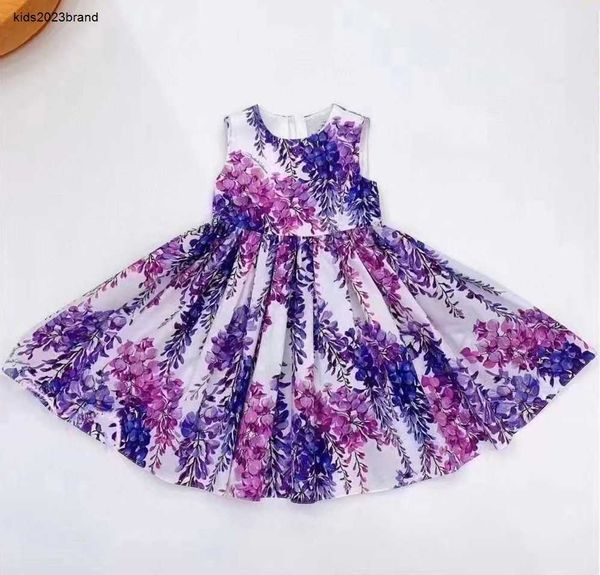 designer ragazza Abito stile stampato manica corta stile europeo e americano gonna camicia moda abbigliamento per bambini abbigliamento per bambini