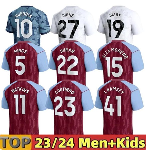 23 24 Fußballtrikots Kinder-Kit Home 2023 2024 AsTOn VilLaS Fußballtrikot Away Fans Version Camisetas MINGS McGINN BUENDIA WATKINS Maillot Foot