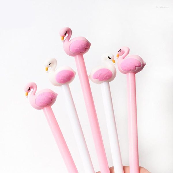 Kawaii bonito flamingo caneta marcador de borracha neutro gel canetas para menina estudante escola material de escritório papelaria sl1113