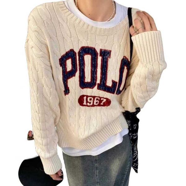 Designer Ralphs Round Ralph War Horse Polopullover Damen Herbst und Winter Fried Dough Twists Wolle Mode Luxus Langarm