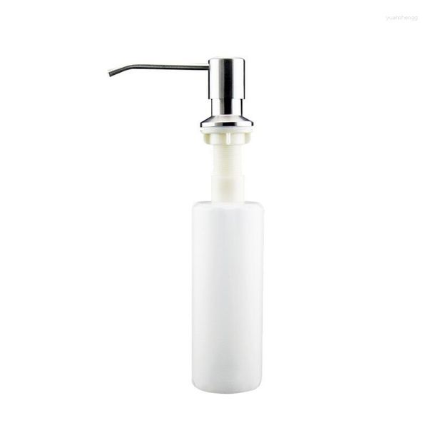 Dispenser di sapone liquido Lavello da cucina da 350 ml Dispenser di lozione detergente in ABS nero Testa in acciaio inossidabile