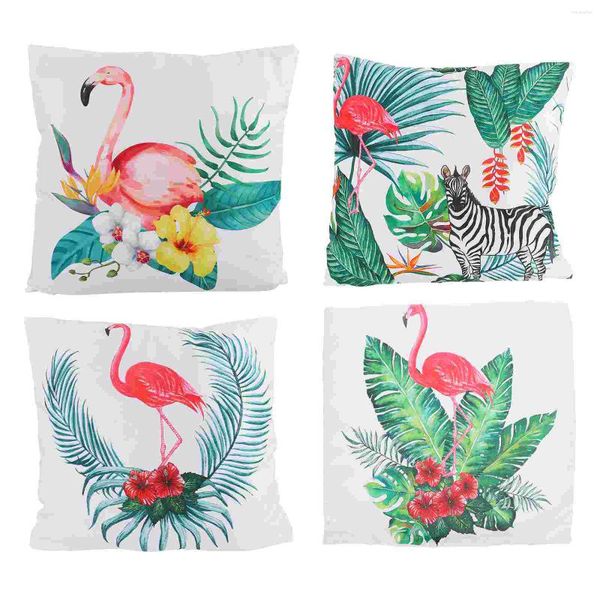 Federa per cuscino da 4 pezzi S per divano Flamingo, per bambini in pelle di pesca vintage