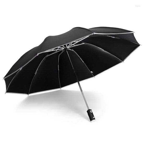 Зонтики творческий рефлексивный зонтик автоматическая лампа реверсировать женский солнечный дождь складывание УФ -черное покрытие большое