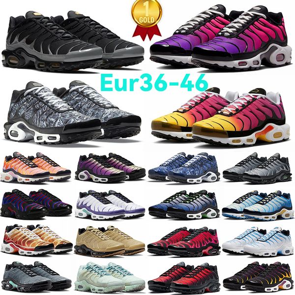 Tasarımcı Tn Plus Erkek Kadınlar Koşu Ayakkabı TNS Üçlü Black White Üniversitesi Mavi Atlanta Limon Kireç Betrue Jogging Sport Spor Sakinleri EUR 36-46