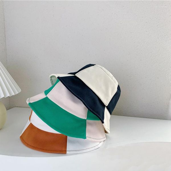 Berets 2023 Summer Patchwork Kids Boonie Cap Cacquettes Femme Boys Girls Fisherman Bob Ricard Дети деть ковша шляпы 50-53 см.