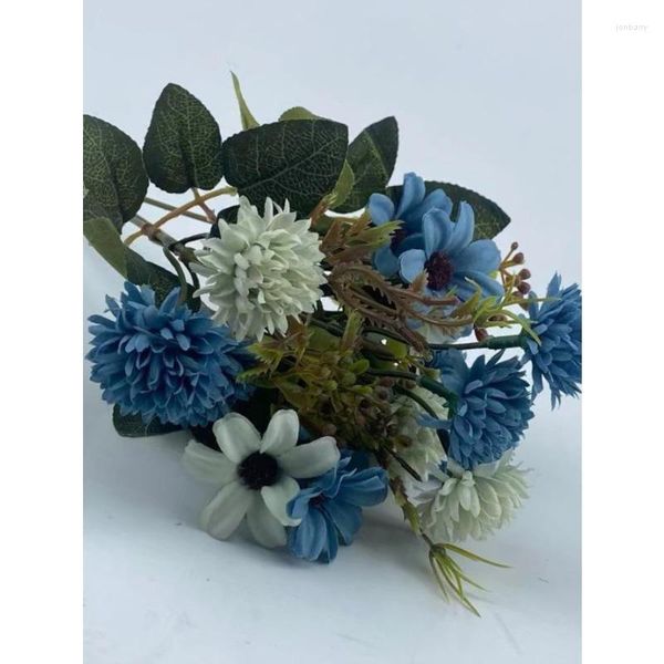 Fiori decorativi 1 mazzo di margherite artificiali Gerbera Bouquet Seta Soggiorno Decorazione di nozze