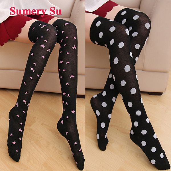 Calzini sexy 3 paia Lotto Calze da donna Stelle Cerchio sopra il ginocchio Altezza cotone Slim Ladies Girls Regalo di Natale Halloween 12 stili 230901