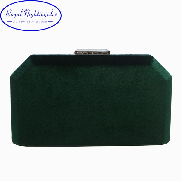 Sacos de noite Dark Green Velvet Hard Case Caixa Embreagem e Bolsas Bolsas com Corrente de Ombro para Ball Party Prom 230901