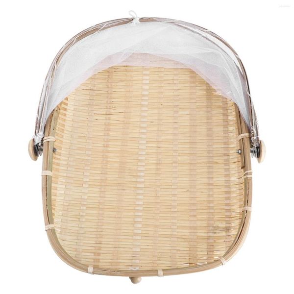 Ensembles de vaisselle panier de rangement en bambou pliable pique-nique plateau tissé articles créatifs tente support sec maille pour la maison