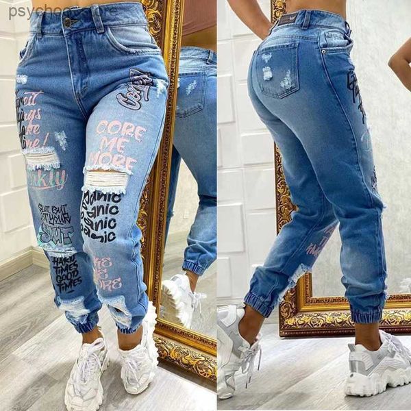 Kadınlar Kot Hafif Mavi Seksi Skinny Kadın Kot Pikim Asansör Yırtıcı Delik Denim Pantolon Bayan Giysileri Kızlar Sıkı Pantolonlar Q230901