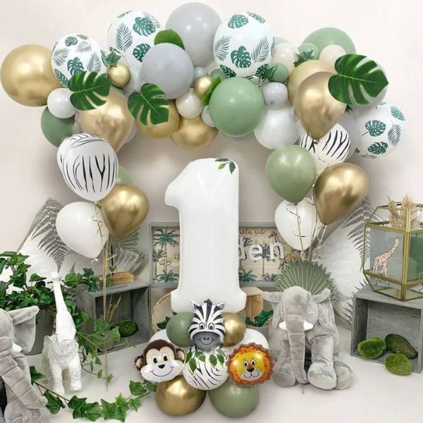 Altri articoli per feste per eventi Decorazioni di compleanno Kit per arco di palloncini per ragazzi nella giungla Temi per animali First Wild One Safari per bambini 230901