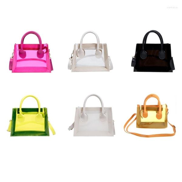 Sacos de cintura moda pvc geléia saco mulheres transparente bolsa verão praia claro ombro doce cor crossbody tote e74b